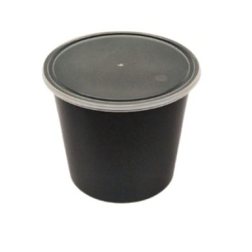 600ml tall Round Container Black. ( 1000 pcs )