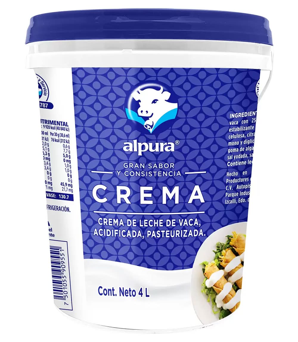 Alpura Crema de leche de vaca acidificada y pasteurizada 4 L_0