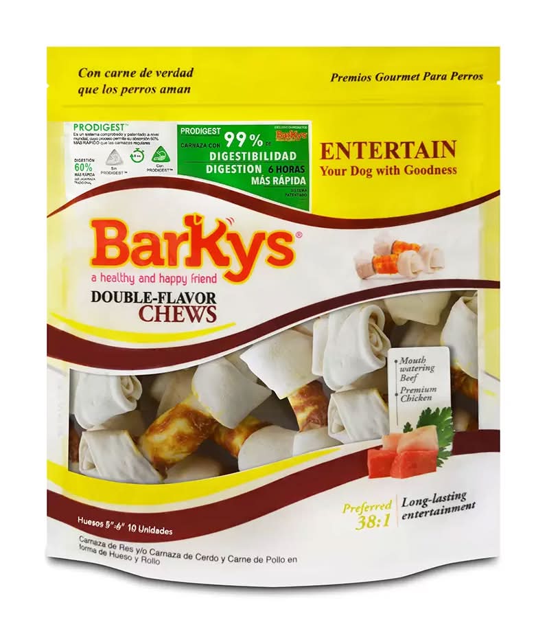 Barkys Huesos de carnaza para perro, res-pollo 10 un