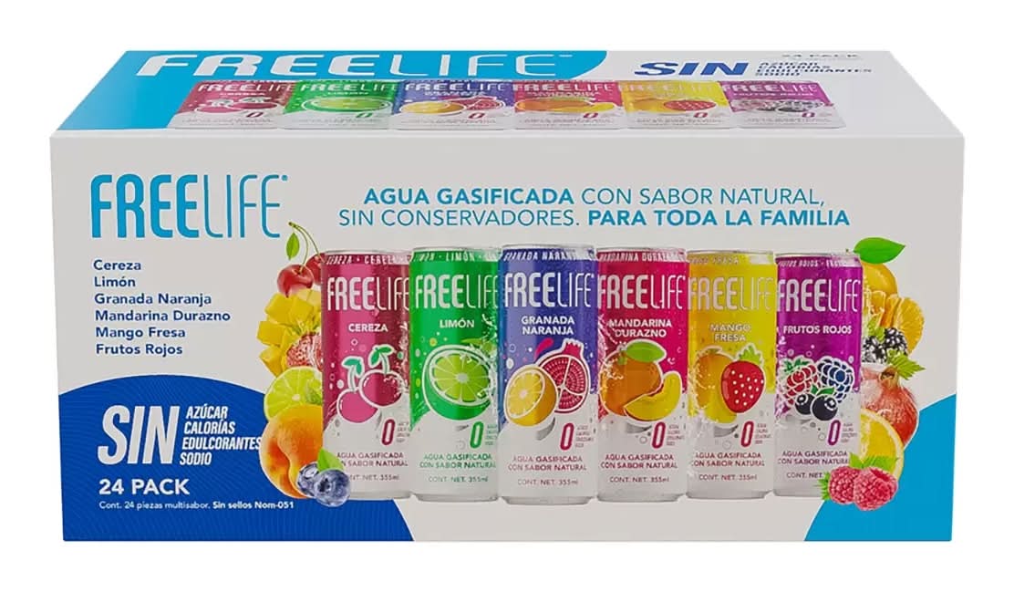 FREELIFE Agua gasificada con extracto de fruta, surtido 24 x 355 ml_0