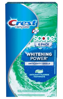 CREST Complete plus scope pasta dental blanqueadora anticaries, menta 6 x 120 ml