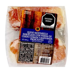 Daniele, Inc. Queso mozzarella enrollado con pierna de cerdo curada y madurada prosciutto refrigerado 454 g
