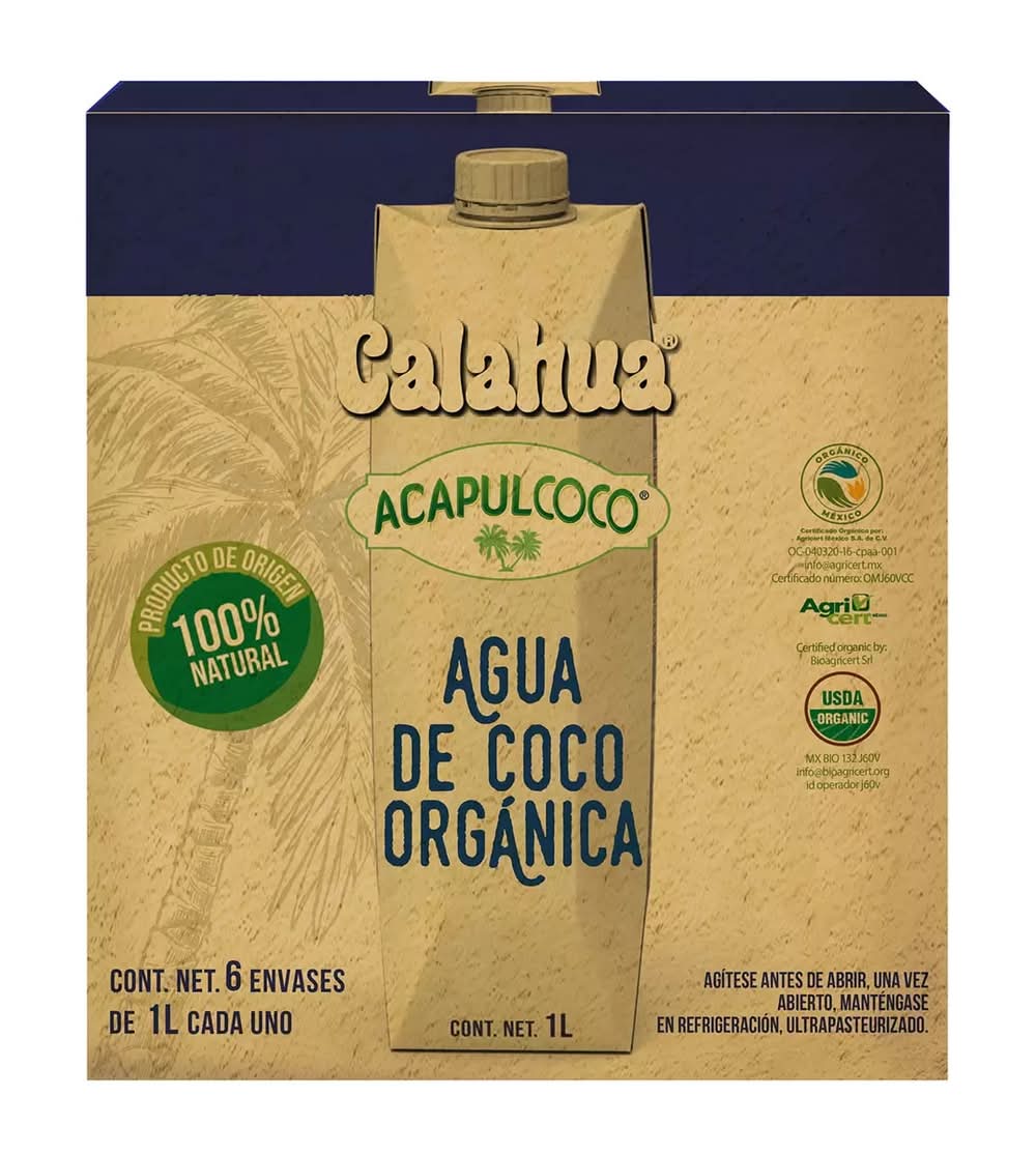 Calahua Acapulcoco agua de coco orgánica 6 x 1 L_0