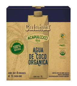 Calahua Acapulcoco agua de coco orgánica 6 x 1 L