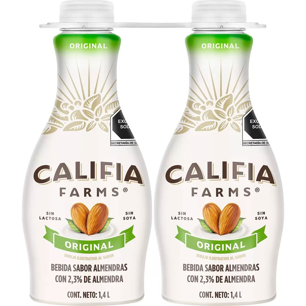 Califia Farms Bebida vegetal sin azúcar, almendras 2 x 1,4 L