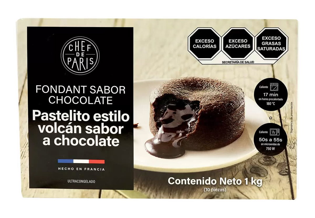 Chef de París Pastelito estilo volcán, chocolate 10 un