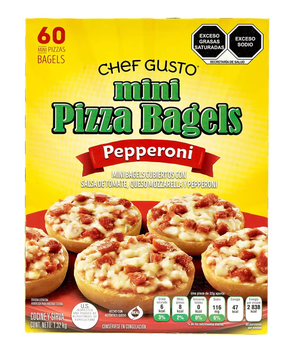 Chef Gusto Mini bagels de pizza de pepperoni congelada 60 un_0