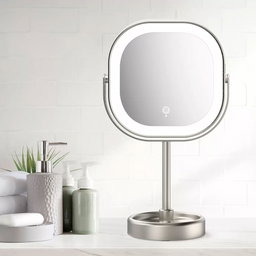 Conair Espejo rectangular de tocador de doble cara recargable con luz led, 40x40 cm