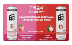 Chi Forest Agua carbonatada saborizada, melocotón blanco-litchi 24 x 330 ml