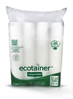 Ecotainer Vasos compostables con capacidad de 12 oz 160 un