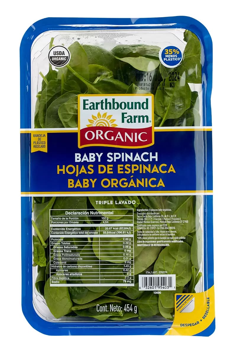 Earthbound Farm Hojas de espinaca baby orgánica 454 g_0