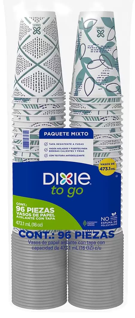 Dixie To go vasos de papel desechables aislante con tapa 473.1 ml 96 un_0
