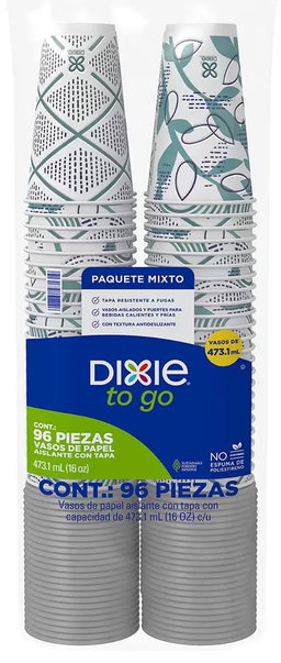Dixie To go vasos de papel desechables aislante con tapa 473.1 ml 96 un