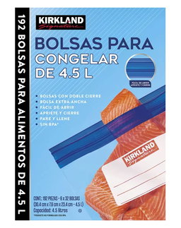 Kirkland Signature Bolsas para Congelar Alimentos 192 piezas de 4.5 l