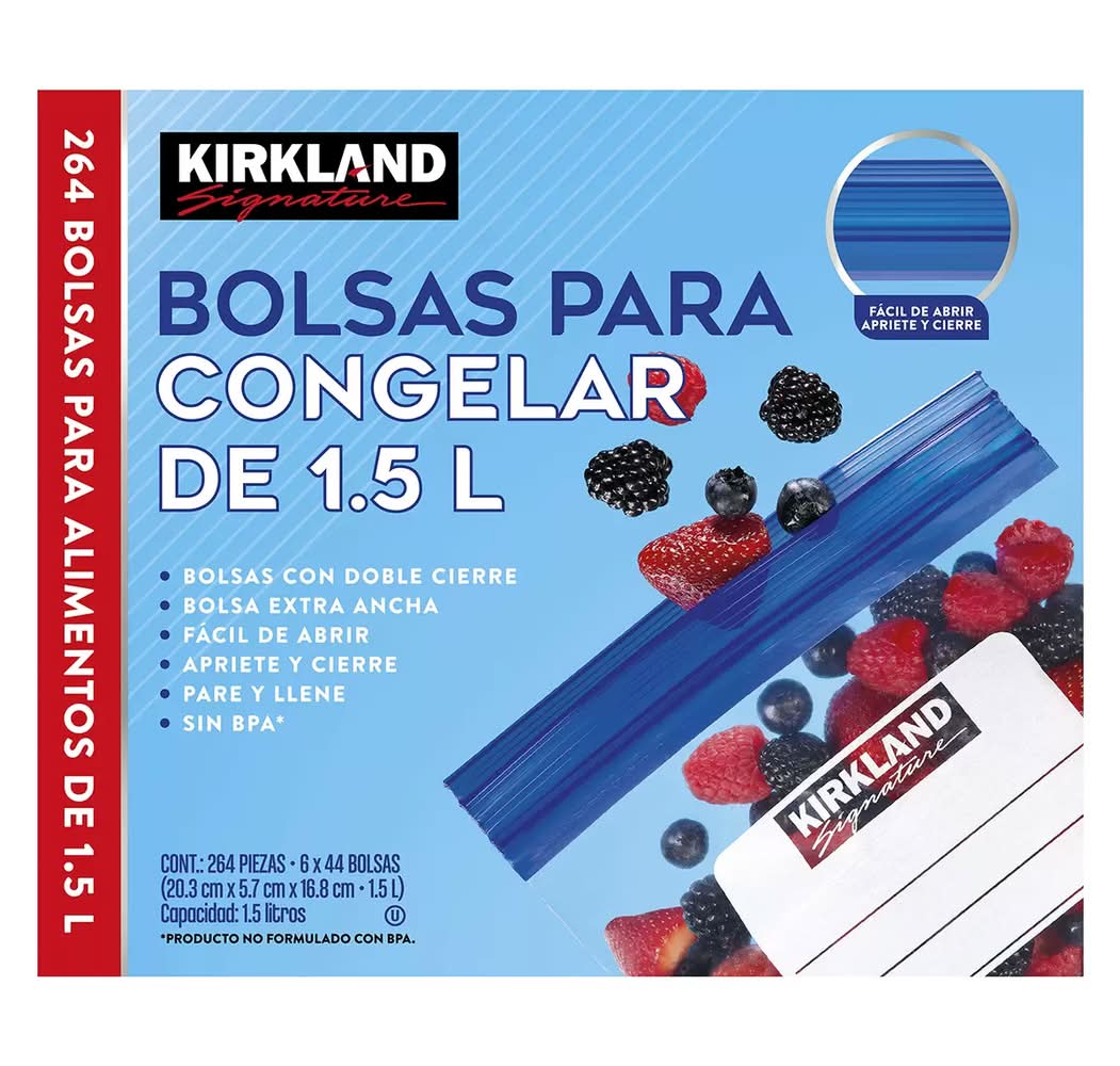 Kirkland Signature Bolsas para Congelar 264 piezas de 1.5 l_0