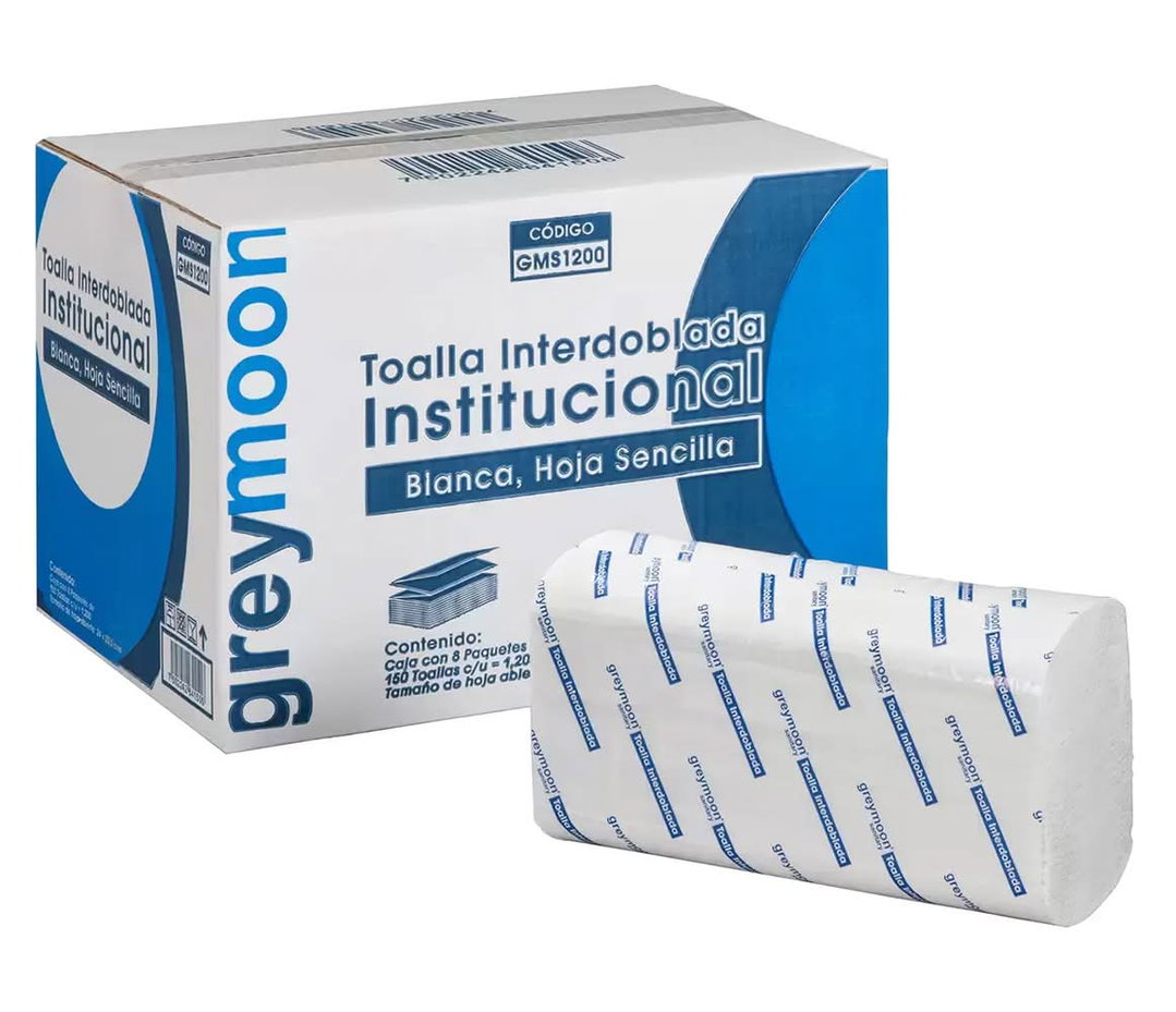 Greymoon Toalla interdoblada institucional, blanco 1200 un