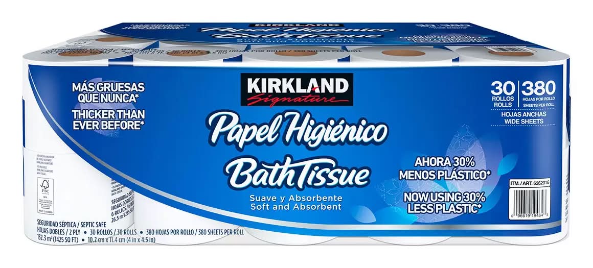 Kirkland Signature Papel higiénico suave y absorbente 380 hojas por rollo 30 un_0