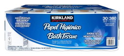 Kirkland Signature Papel higiénico suave y absorbente 380 hojas por rollo 30 un