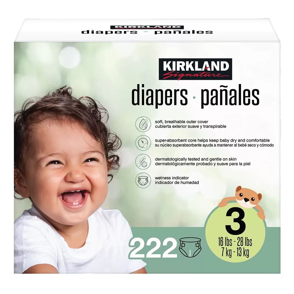 Kirkland Signature Pañales desechables, unisex, Etapa 3 222 un_0