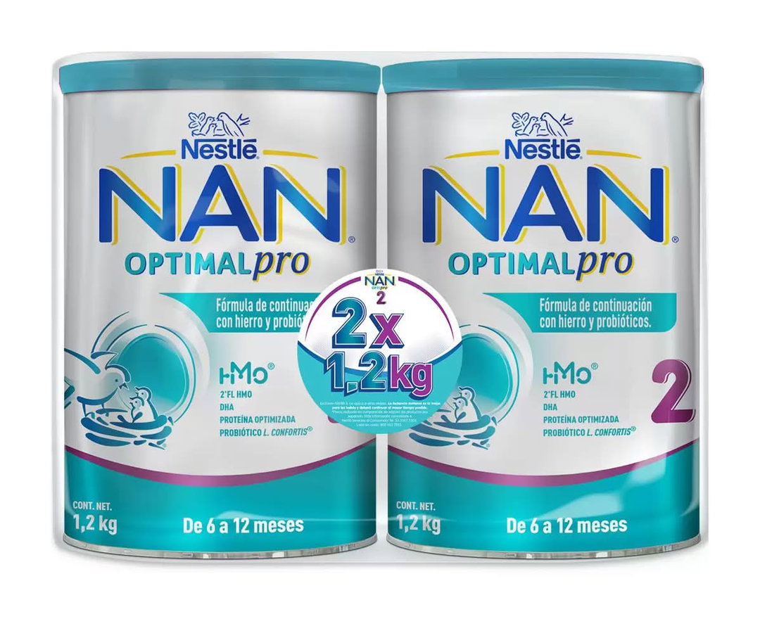 NAN Fórmula para lactantes, Etapa 2 2 x 1,2 kg