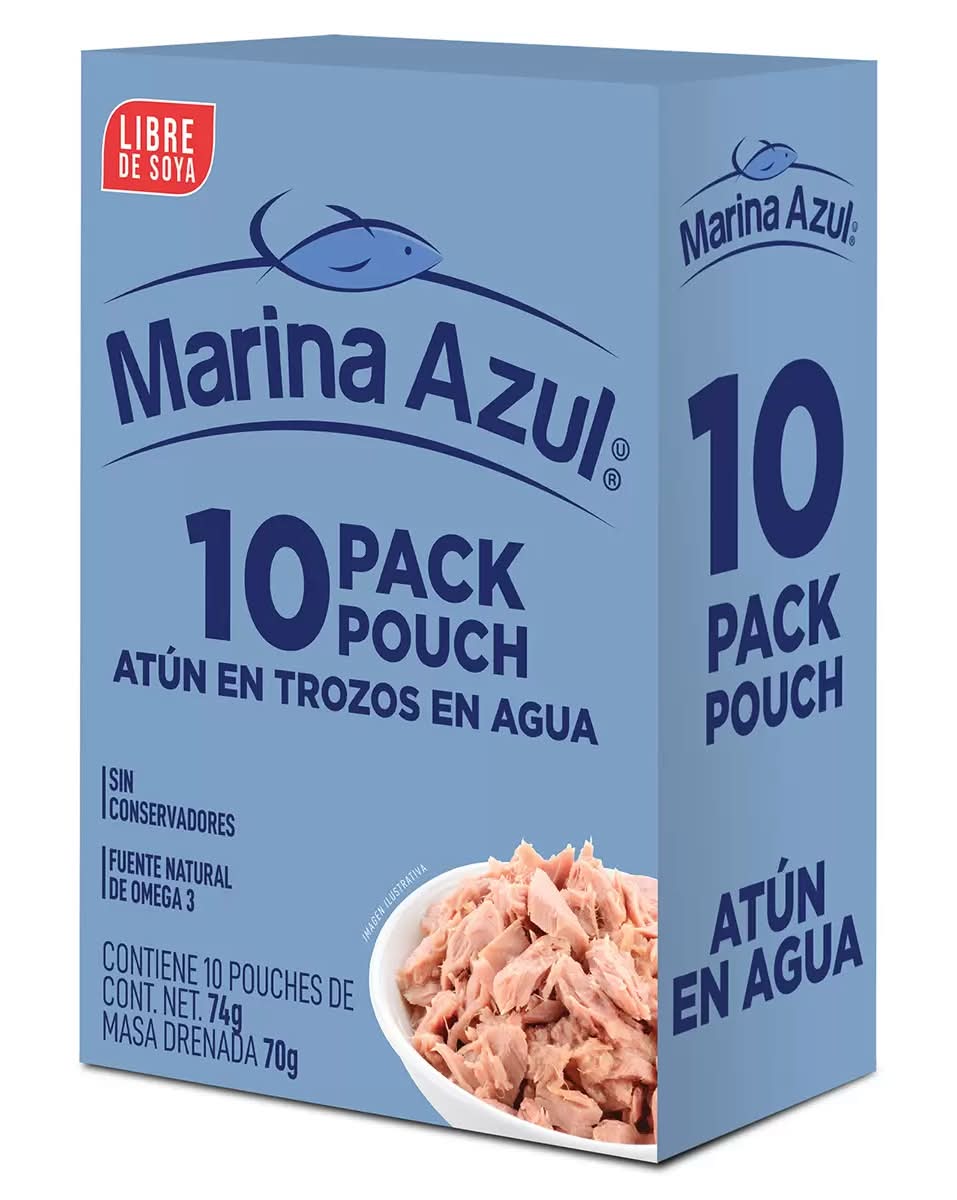 Marina Azul Atún en trozos en agua libre de soya 10 x 74 g