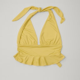 Top halter amarillo con lazo y detalle de volante - Size M