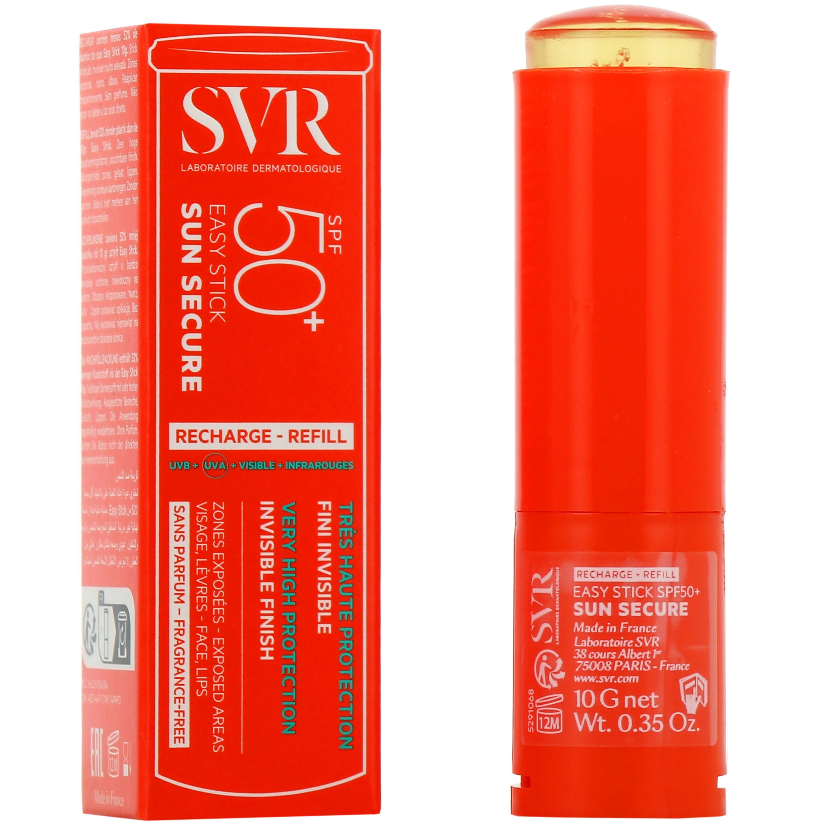 SVR SUN SECURE - Easy Stick Solaire Fini Invisible SPF50+ - Visage, Lèvres, Zones Exposées - Peaux Sensibles_1