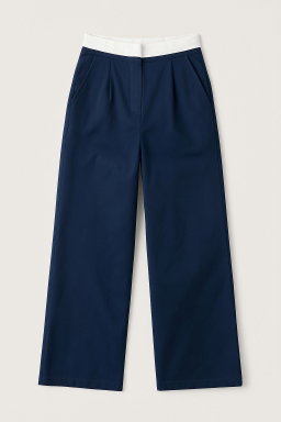 Pantalón azul marino con pretina blanca - Size L