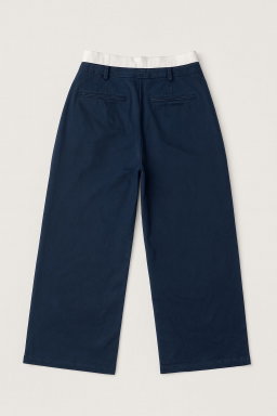 Pantalón azul marino con pretina blanca - Size L