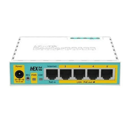 Mikrotik RouterBoard RB750UPr2 hEX PoE lite is a Small 5 Port Router, 1 USB 2.0 Port and PoE Output. Ports 2-5 can Power Other PoE Capable Devices with The Same Voltage as Applied to The Unit V2 (Pre Program with custom captive portal)_1