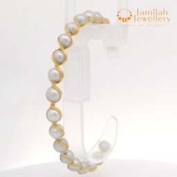 Bangle 18K Gray Fresh Water Pearl
