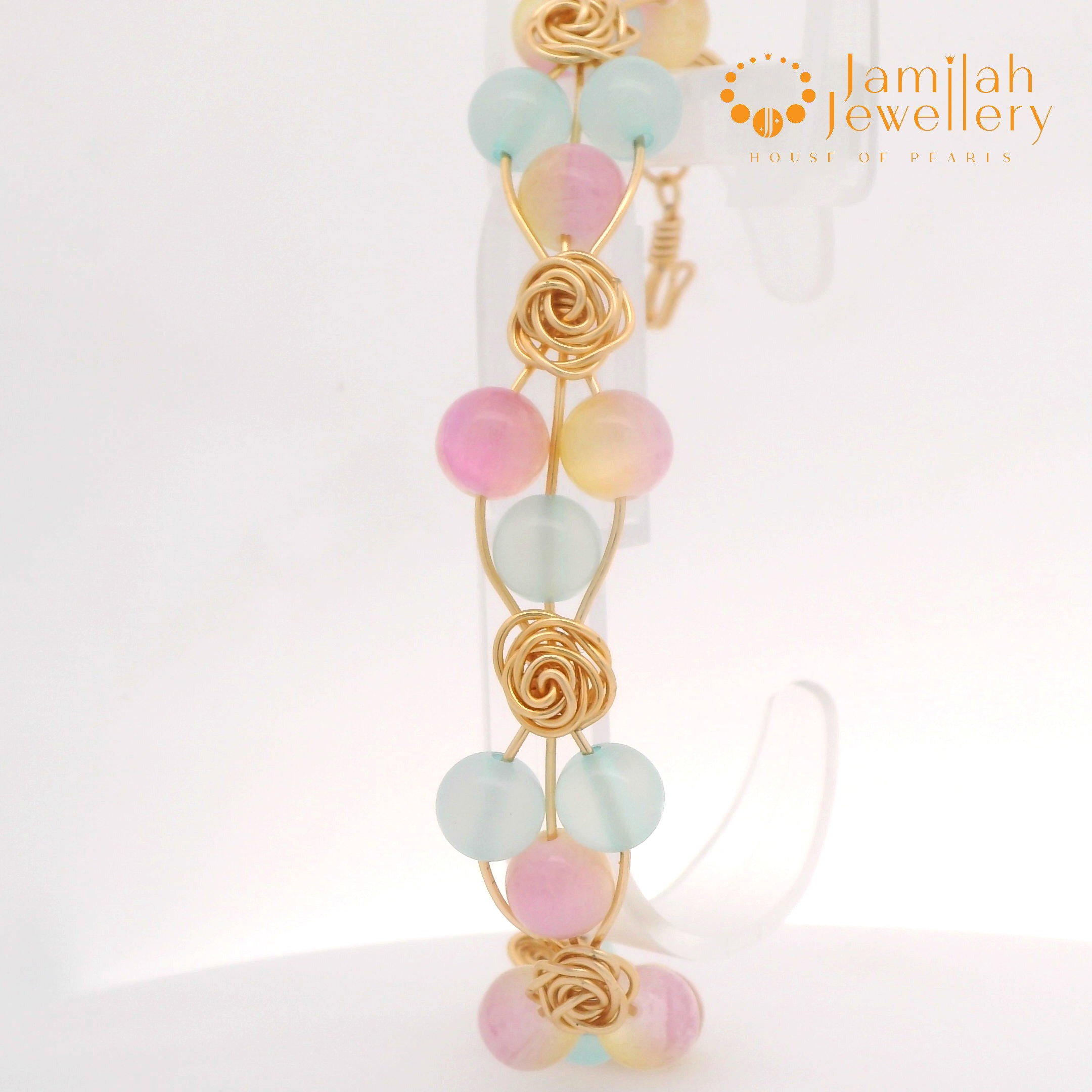 Bangle 18K Pink-Blue Cat Eyes Crystal
