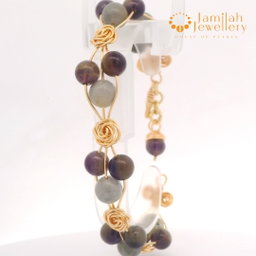 Bangle 18K with Grey Amethyst Stone