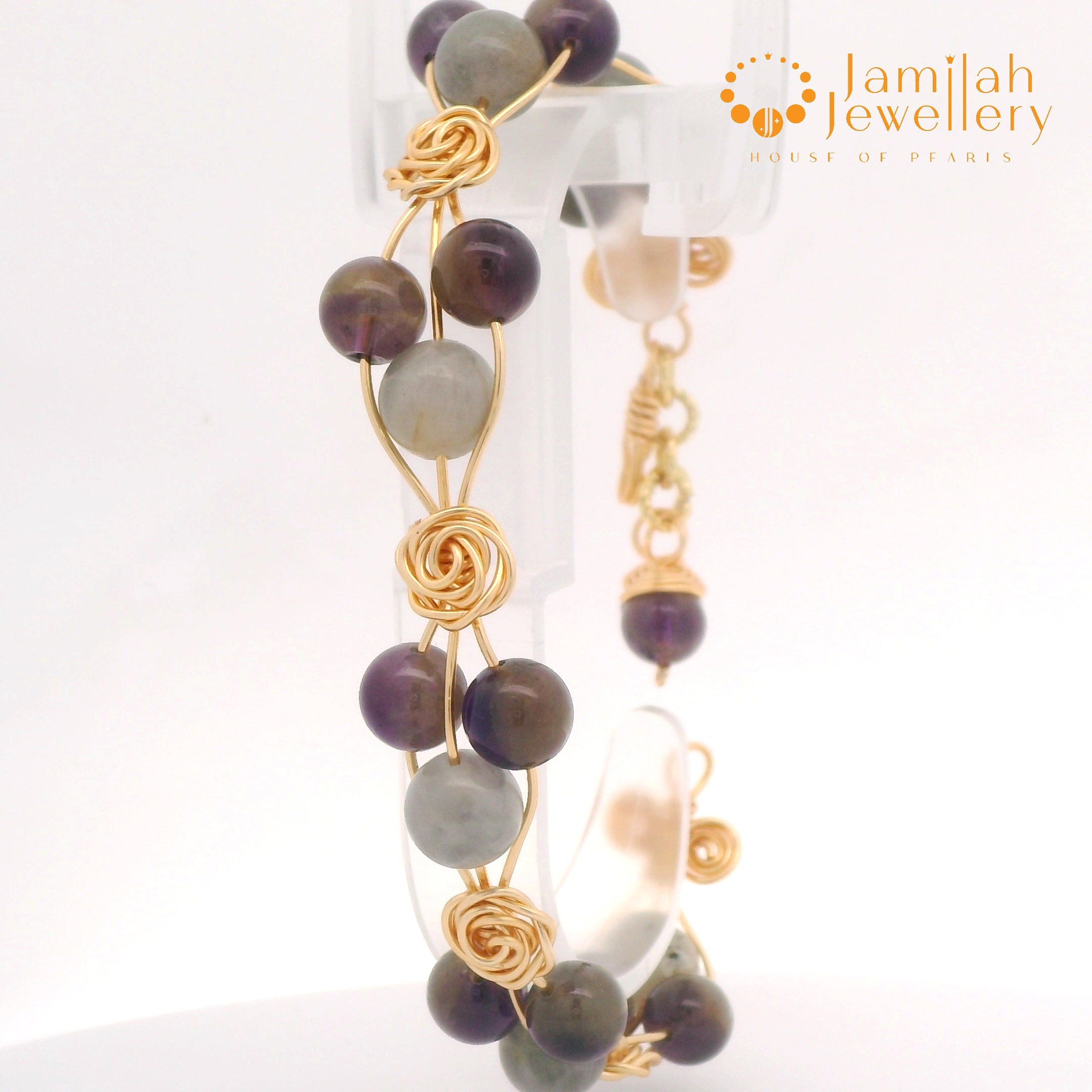 Bangle 18K with Grey Amethyst Stone