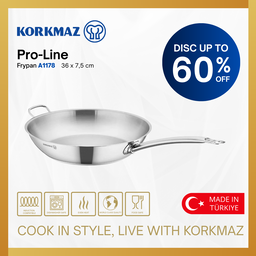 KORKMAZ PRO-LINE FRYPAN 36 x 7.5 cm / 6.0 Lt. PREMIUM COOKING WARE, SUITABLE FOR INDUCTION Kitchenware