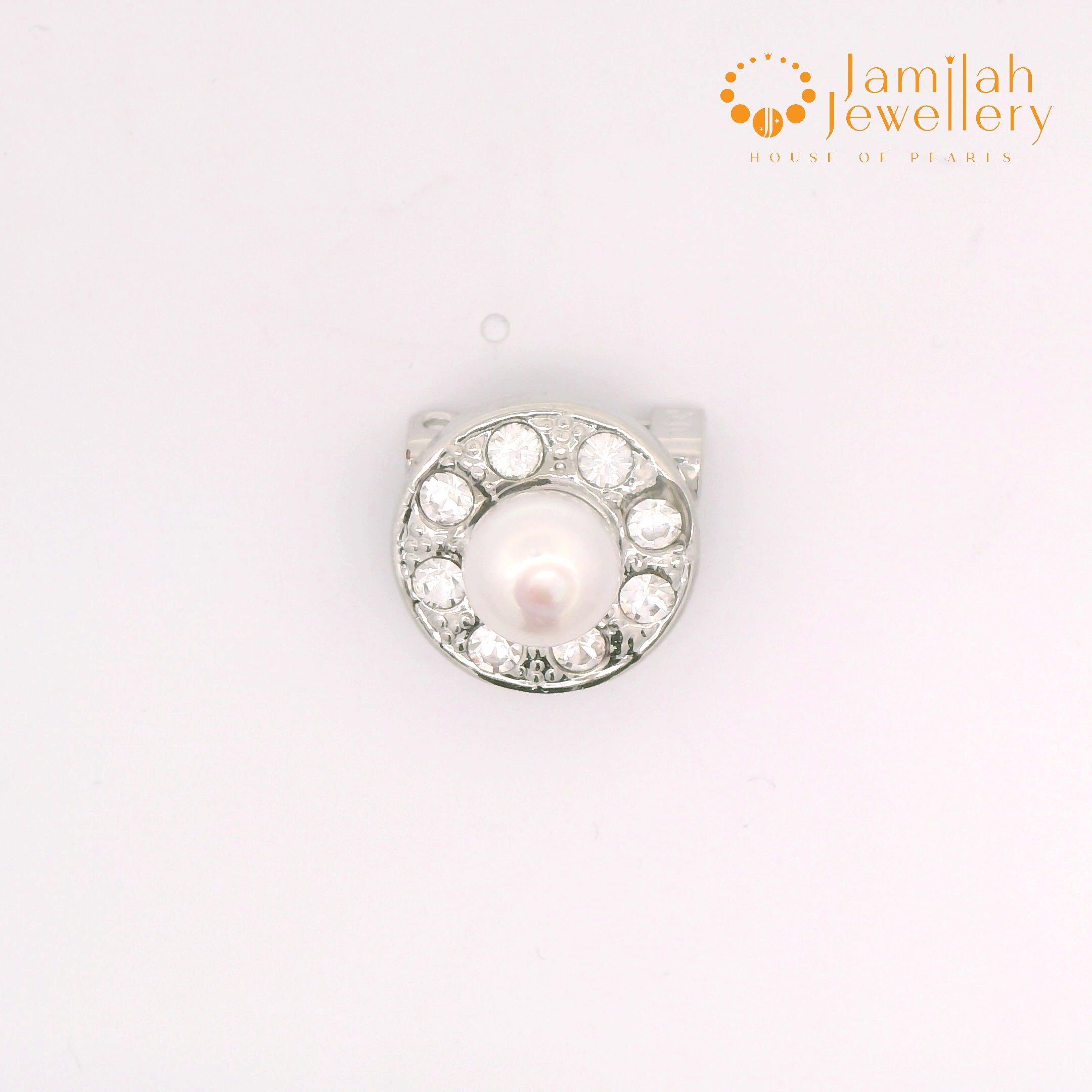 Baby Brooch Rhodium Plated Fresh Water Pearls