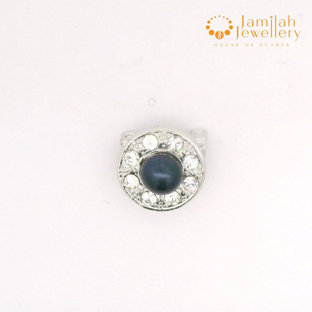 Baby Brooch Rhodium Plated Freshwater Pearls