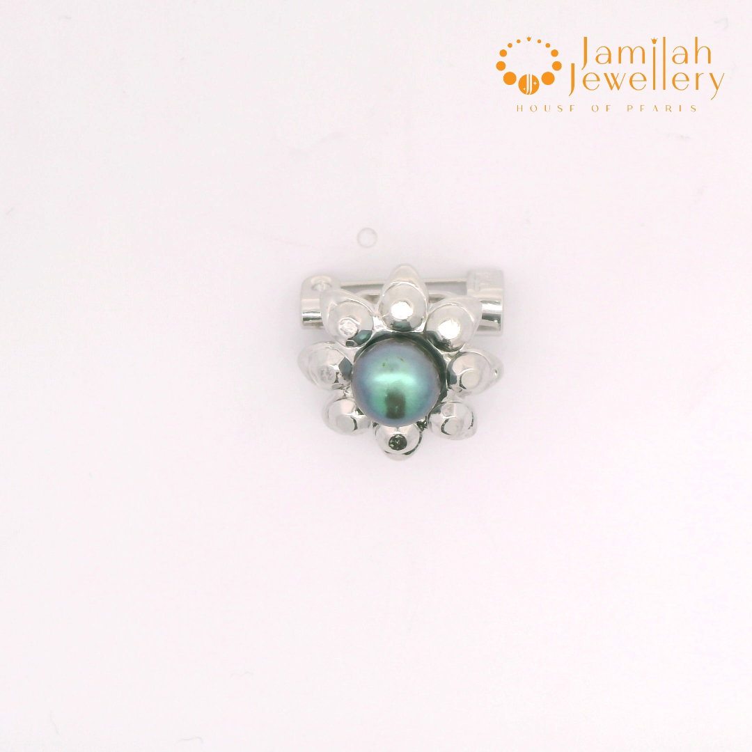 Baby Brooch Rhodium Plated Freshwater Pearls