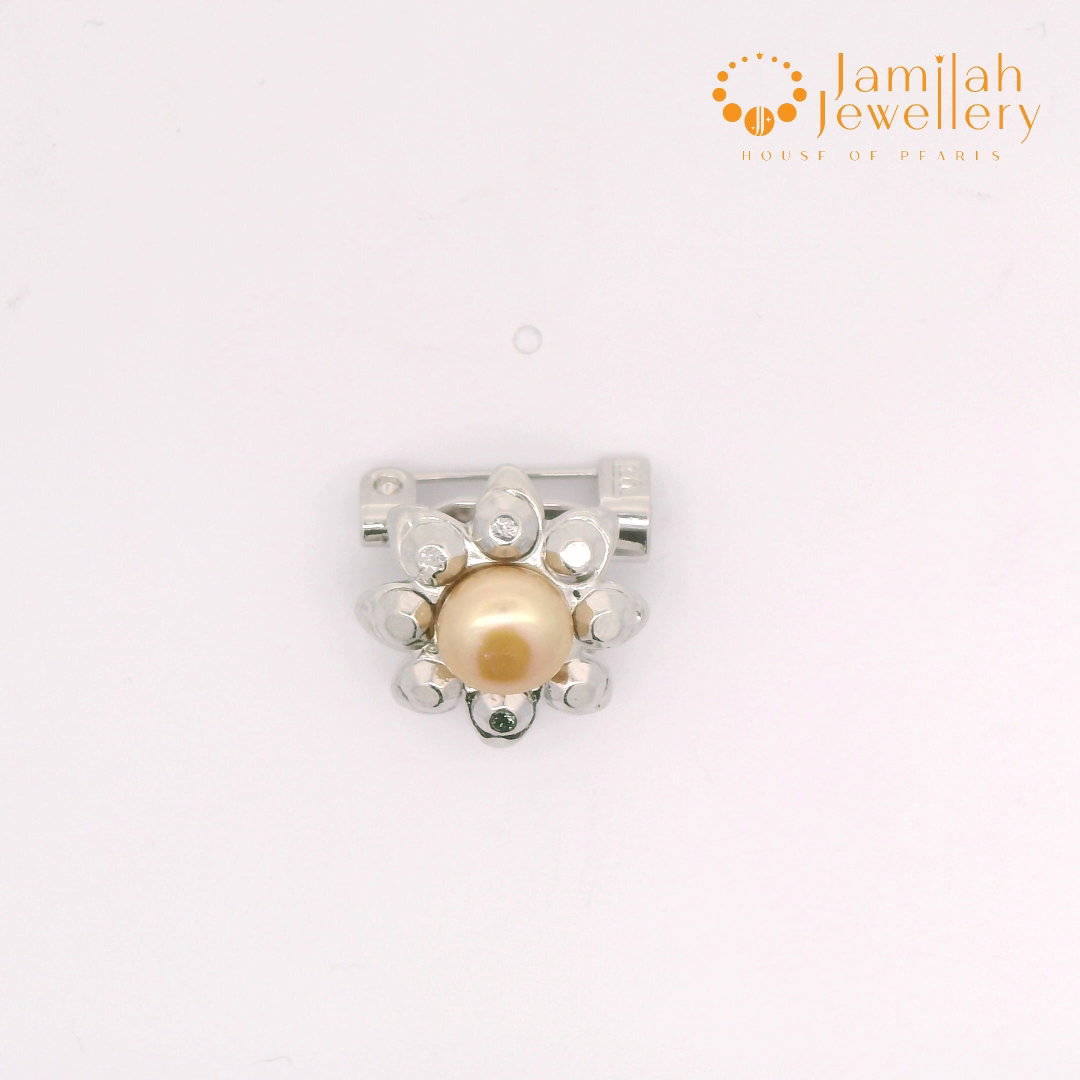 Baby Brooch Rhodium Plated Freshwater Pearls