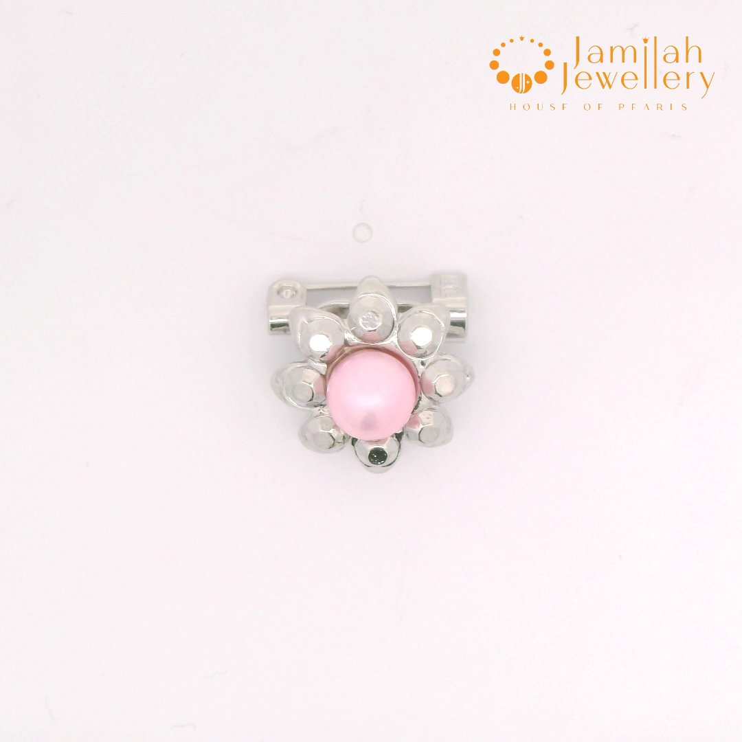 Baby Brooch Rhodium Plated Freshwater Pearls