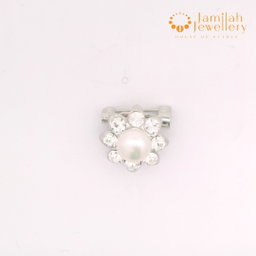 Baby Brooch Rhodium Plated Freshwater Pearls
