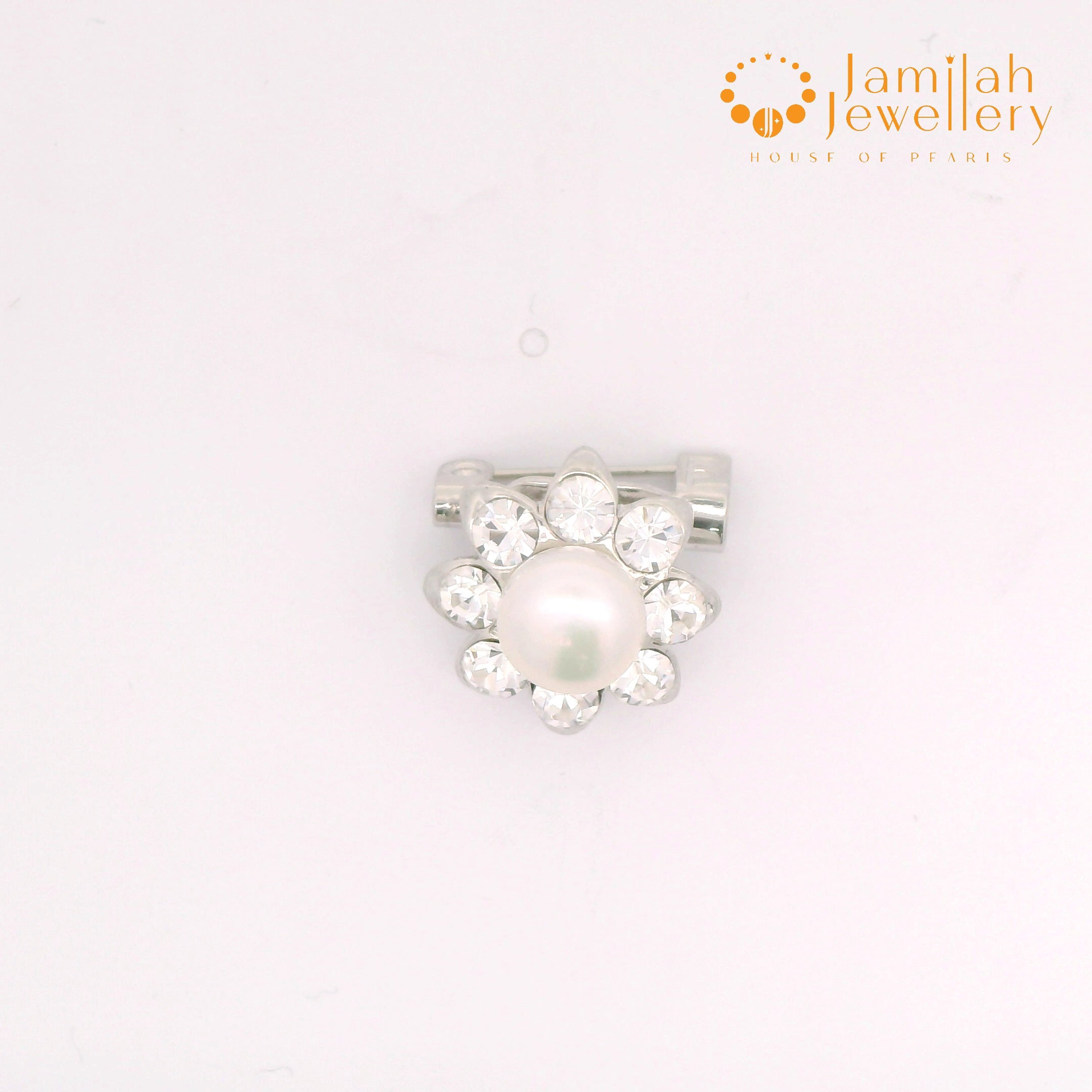 Baby Brooch Rhodium Plated Freshwater Pearls
