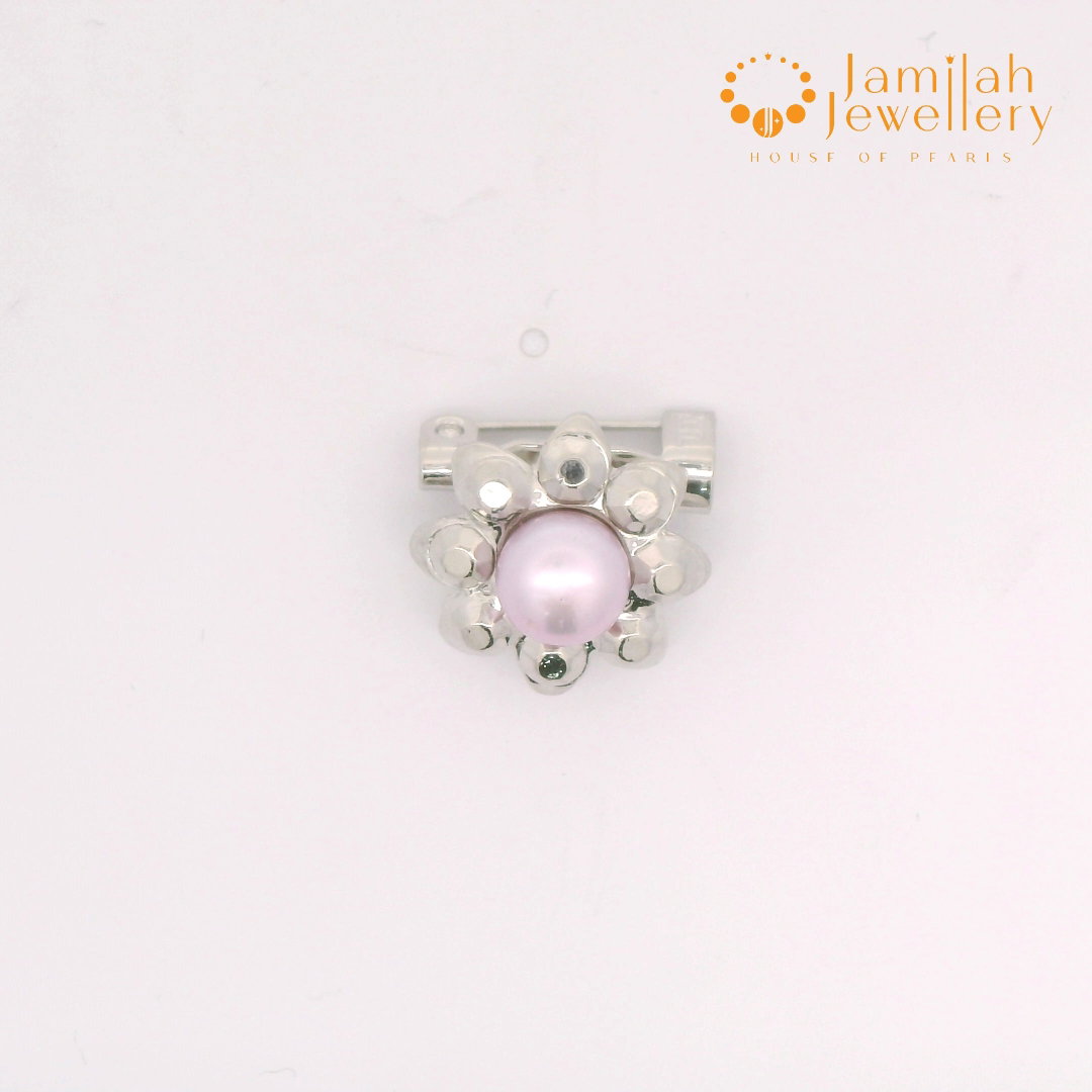 Baby Brooch Rhodium Plated Freshwater Pearls