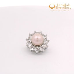 Baby Brooch Rhodium Plated Freshwater Pearl