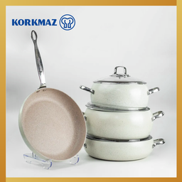 KORKMAZ PREMIUM COOKING WARE MONDEA SET 7 PCS NON-STICK, NOT SUITABLE FOR INDUCTION