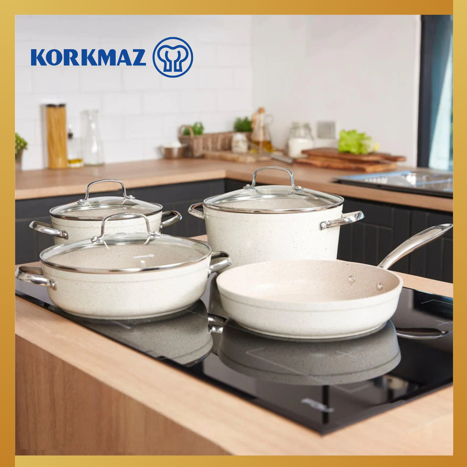 KORKMAZ PREMIUM COOKING WARE GRANITA SET 7 PCS NON-STICK, SUITABLE FOR INDUCTION Pot Stainless_2