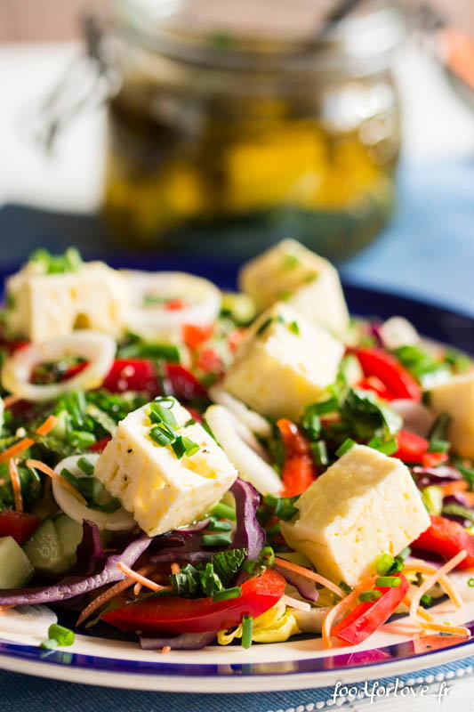 Salade de chèvre mariné