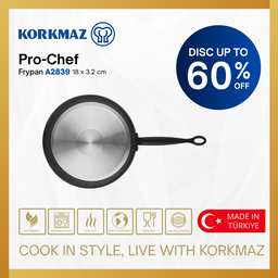 WAJAN KORKMAZ FRYPAN 18X3,2 CM / 0,7 LT PREMIUM COOKING WARE NON STICK. SUITABLE FOR INDUCTION