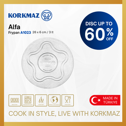 KORKMAZ ALFA FRYPAN 26 x 6 cm / 3.0 Lt. NON-STICK PREMIUM COOKING WARE, SUITABLE FOR INDUCTION KITCHENWARE 