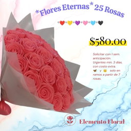 FLORES ETERNAS CON 25 ROSAS